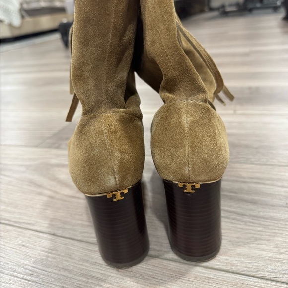 Tory Burch Tan Suede Heeled Boots - Picture 3 of 4